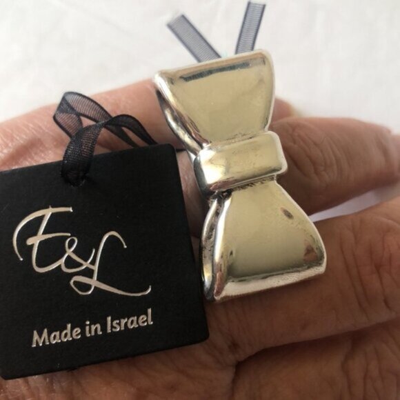 E&L Israel Ring Sterling Silver Electroform Bow  Sz.8 - Picture 7 of 16
